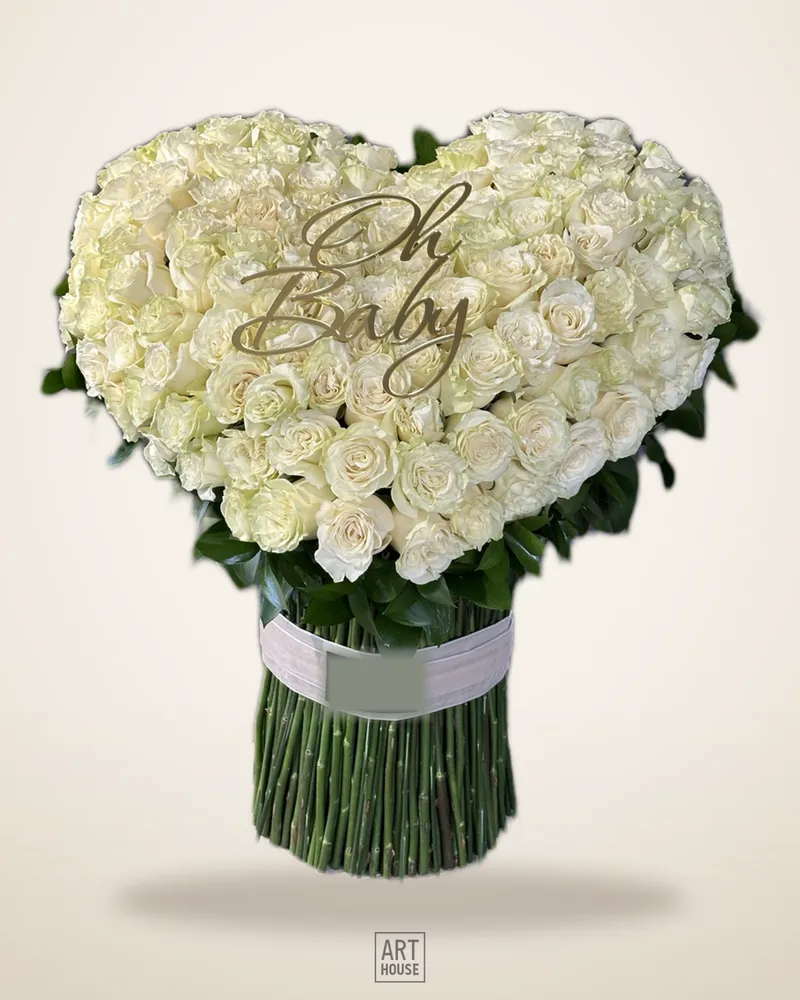 Heart floral arrangement on a stand