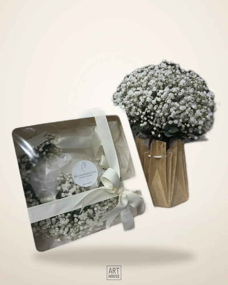 Gypsophila bridal bouquet and flower crown